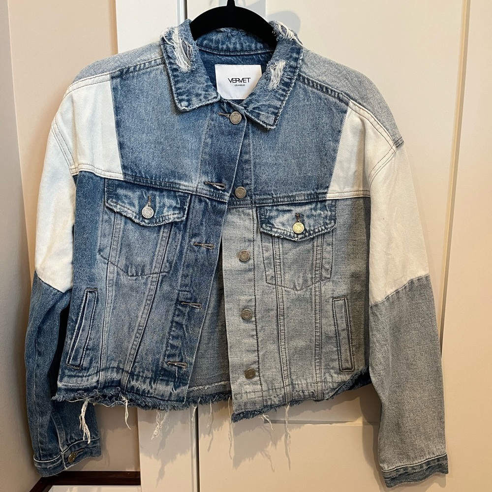 Patchwork Jean Jacket, Size Small - image 1